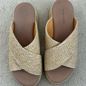 Woven Beige Slide Sandals